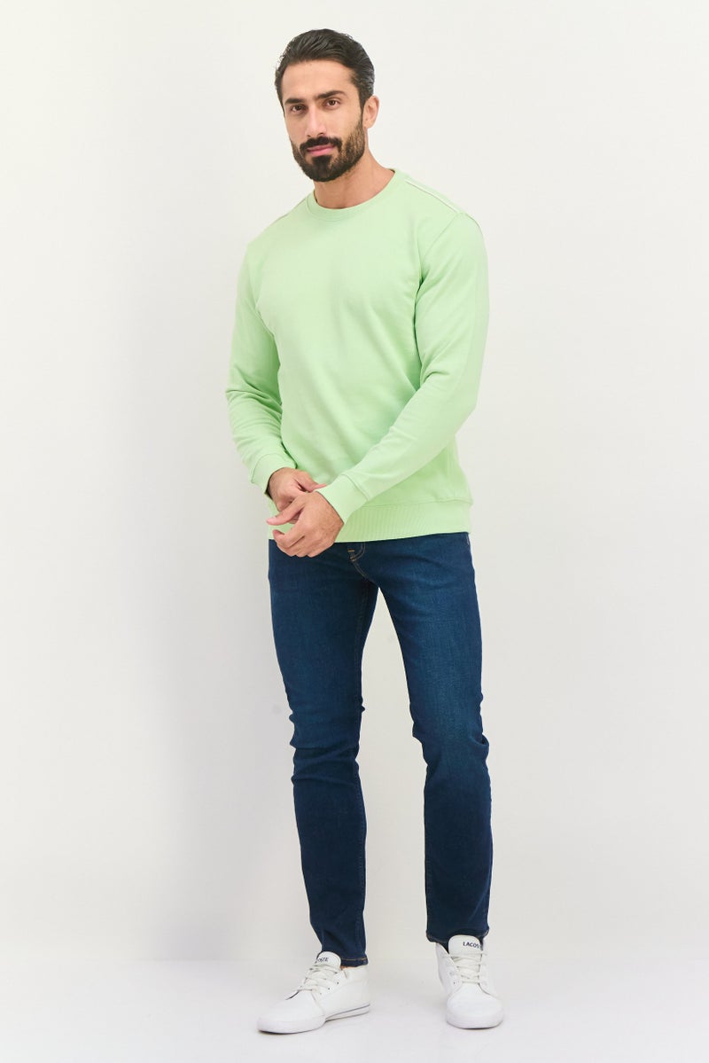 Sorbino Men Crew Neck Long Sleeve Textured Sweatshirt, Light Green - Image 4