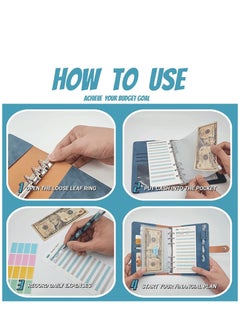 SYOSI Budget Binder with Envelopes, Cash for Budgeting, A6 with Stickers, Money Saving with 24Pcs Expense Sheets(Blue)  - Image 3
