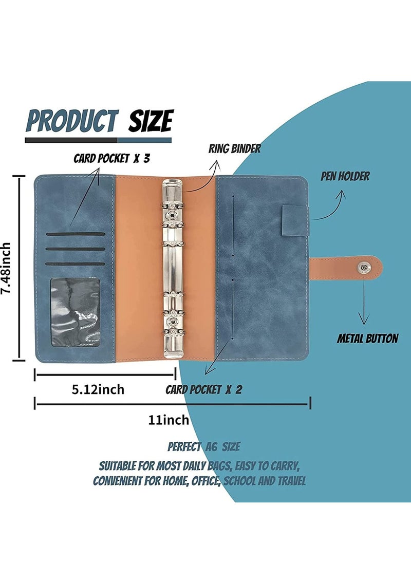 SYOSI - Budget Binder with Envelopes, Cash for Budgeting, A6 with Stickers, Money Saving with 24Pcs Expense Sheets(Blue) - Image 1