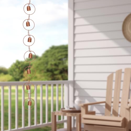 Natudeco Hanging Rain Chime Metal Rain Chain Garden Wind Chimes Decorative Bell Musical Rain Feng Shui Good Luck Chimes for Gutter Drainage Home Outside Decor - Image 3