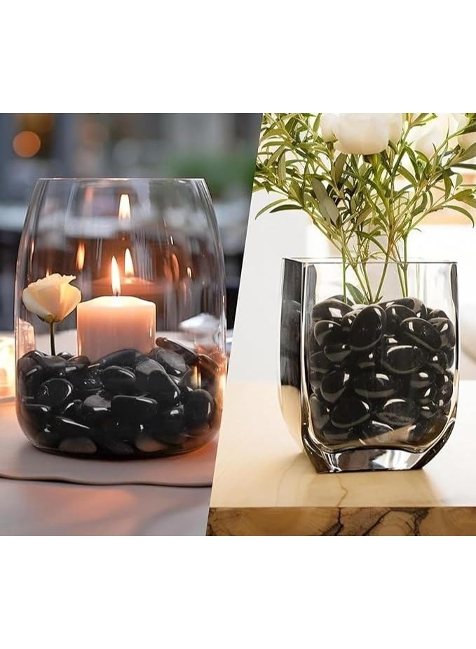 Black Decorative Small Size Stones Smooth & Polished Pebbles for Aquarium Garden Landscaping Plants and Home Interior & Exterior Decoration Durable Rocks Gravel for Decor (Small - 1kg) - Image 4