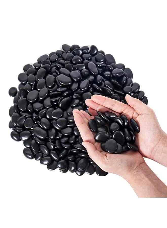Black Decorative Small Size Stones Smooth & Polished Pebbles for Aquarium Garden Landscaping Plants and Home Interior & Exterior Decoration Durable Rocks Gravel for Decor (Small - 1kg) - Image 1