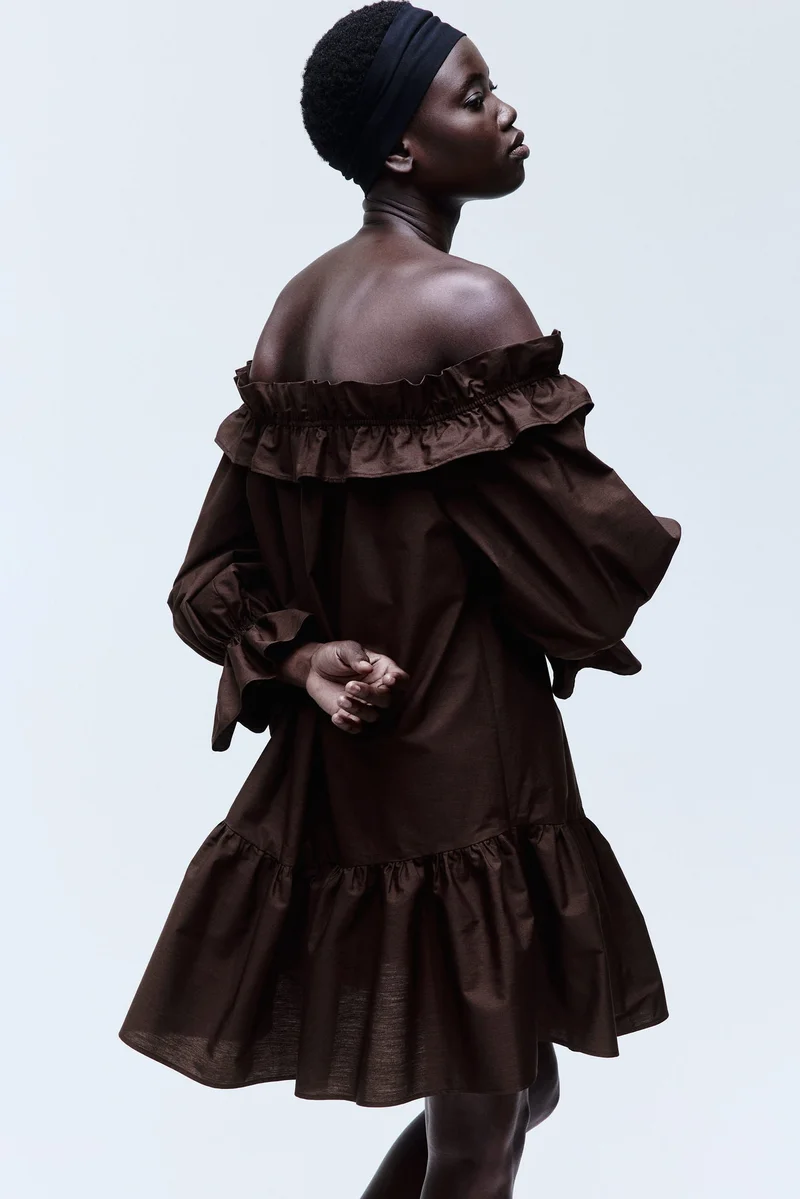 H&M Off-the-shoulder poplin dress