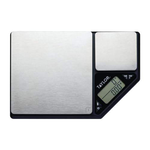 KitchenCraft Digital Kitchen Scale Dual Platform Taylor Pro Professional Standard Precision Accuracy and Tare Function Brushed Stainless Steel 5kg Capacity BlackSilver