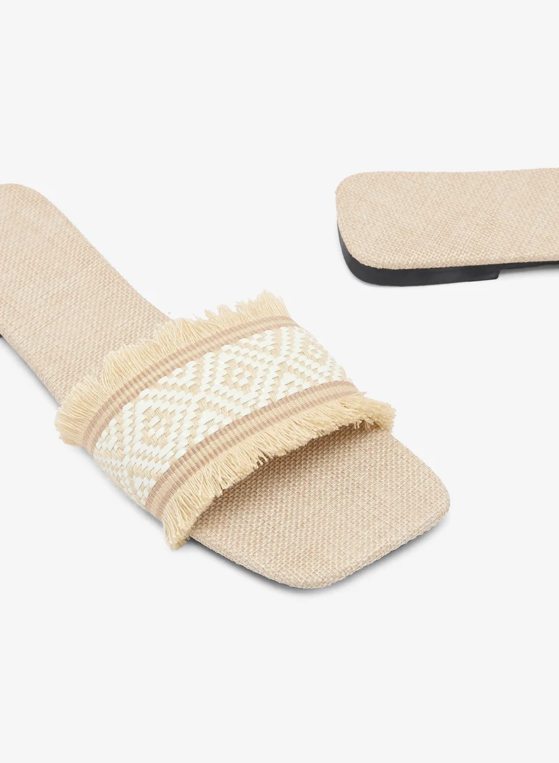 Ginger  Fringe Detail Flat Sandals for Women | Best Price UAE