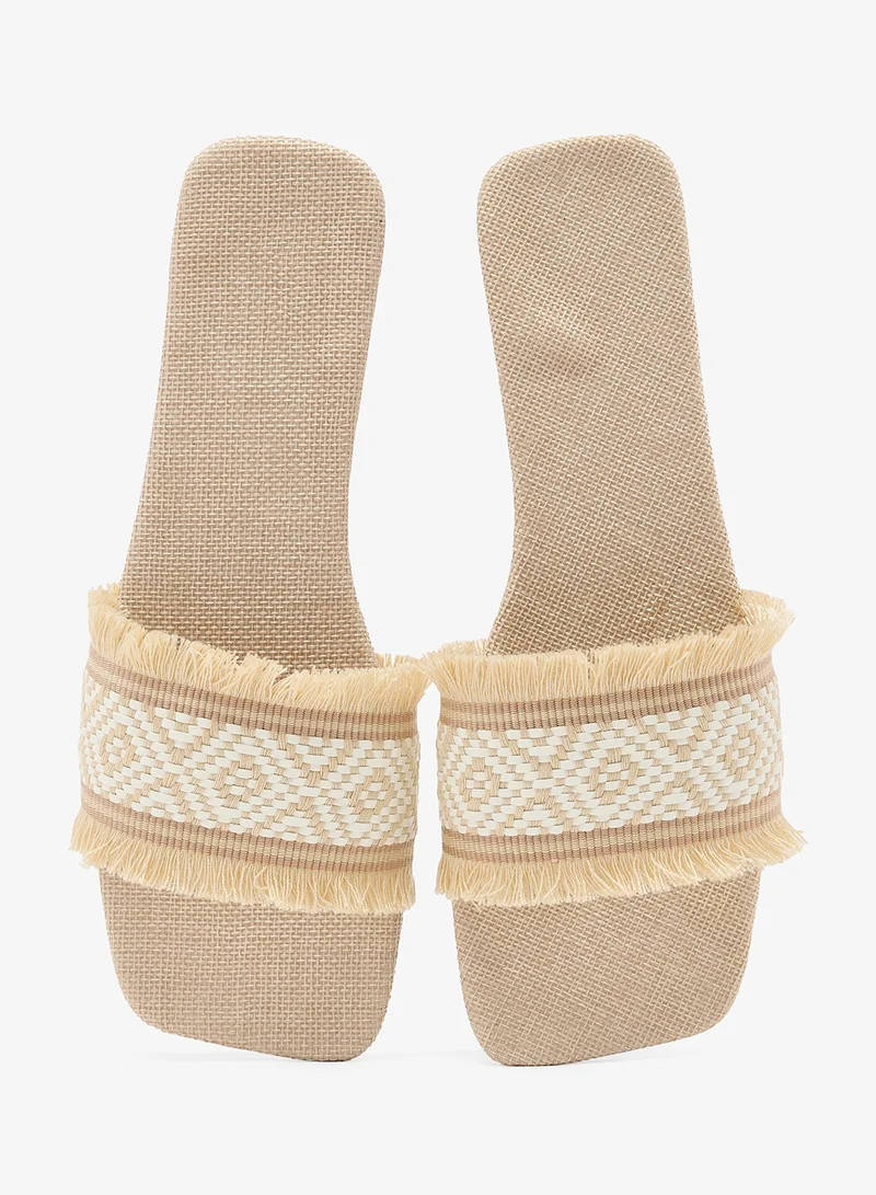 Ginger  Fringe Detail Flat Sandals for Women | Best Price UAE