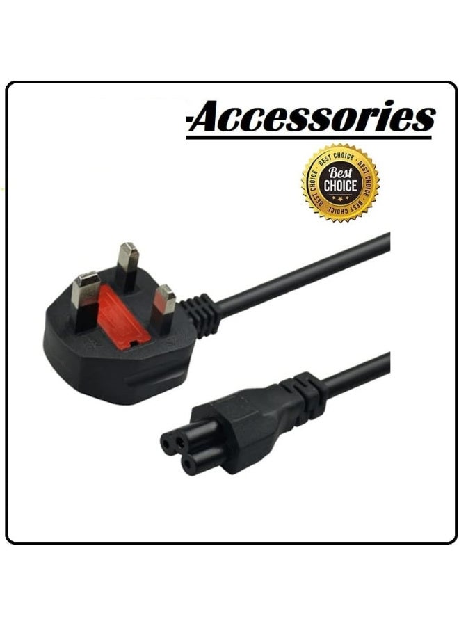 (1.8M) UK to C5, UK Plug BS1363 13A/3Pin Male to IEC320 C5 Clover leaf Short AC Power Cable Cord 1ft For Laptop AC Power Adapter (UK to C5) - Black - Image 2