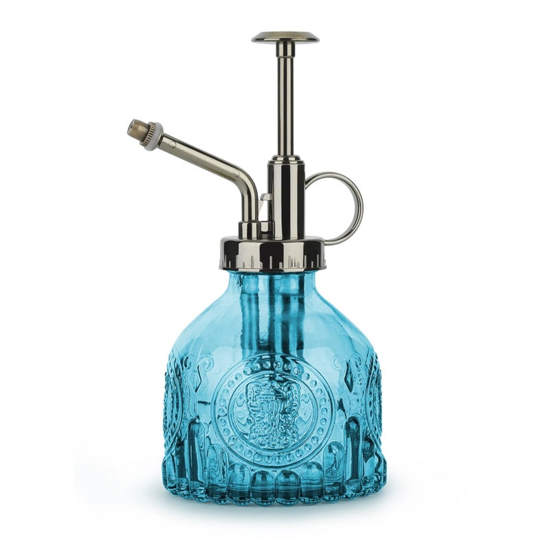 Zikra Glass Plant Spray Bottle, 200ML Vintage Spray Bottle with Top Pump, Fine Mist Garden Flower Sprayer Small Decorative Spritzer Watering Can Gift for Indoor Outdoor Succulent House Plant (Blue) - Image 1