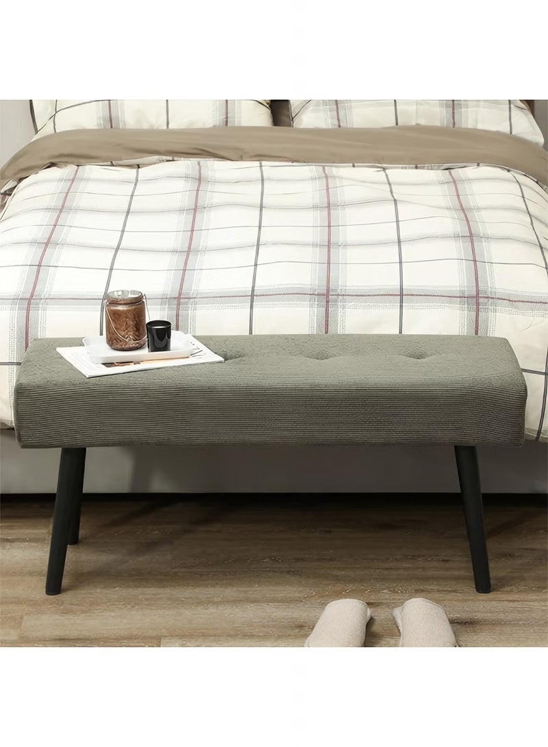 إي سمارت 100سم - مقعد عثماني بتصميم عصري مبطن من قماش مخملي مضلع - مقعد بنهاية السرير، مقعد تغيير الأحذية، مقعد لغرفة النوم والمعيشة ومدخل المنزل والردهة، أخضر - Image 2