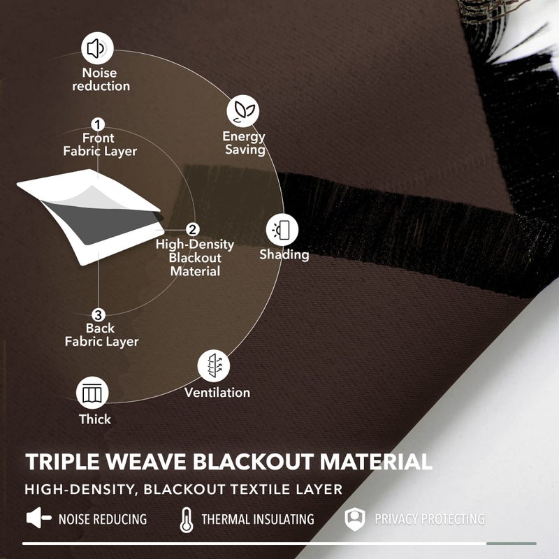 Deconovo Solid Back Tab and Rod Pocket Curtains - Thermal Insulated Curtains  Blackout Window Curtains for Kitchen  52x54 Inch  Chocolate  2 Panels - Image 3