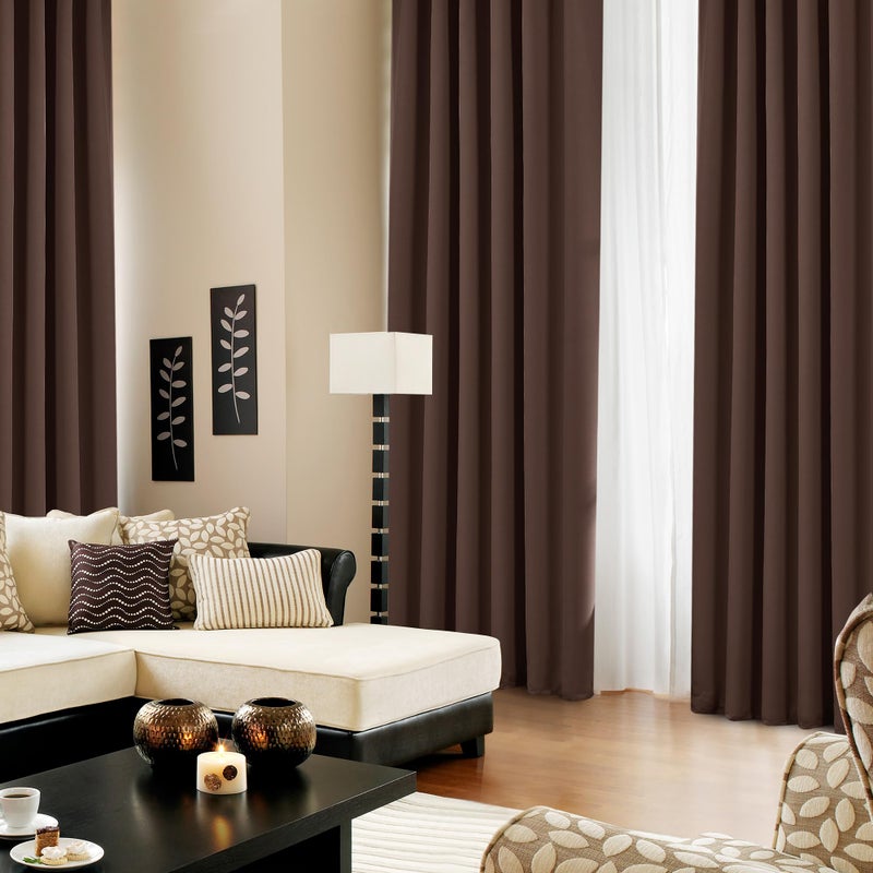 Deconovo Solid Back Tab and Rod Pocket Curtains - Thermal Insulated Curtains  Blackout Window Curtains for Kitchen  52x54 Inch  Chocolate  2 Panels - Image 4