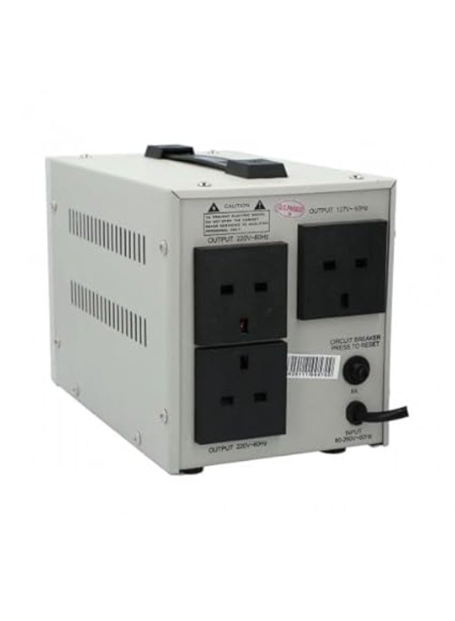 اس اي Shams شمس ياباني: منظم جهد كهربائي دجيتال أوتوماتيكي (تقنية ريلي) 1000 واط / 1.0KW - بـ 3 مخارج (220V & 127V) - مثبت كهرباء حماية فورية للأجهزة - Image 4