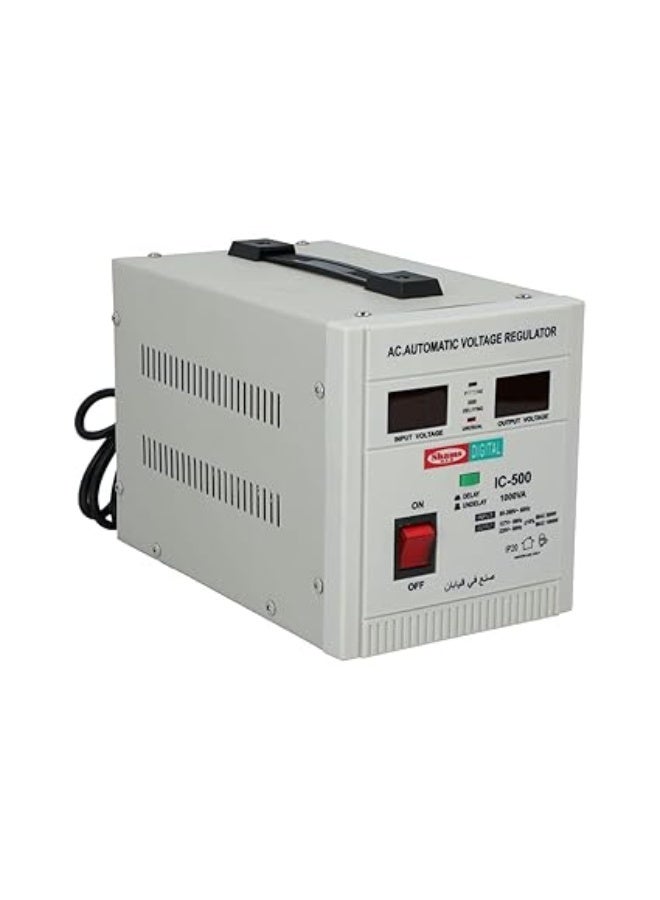 اس اي Shams شمس ياباني: منظم جهد كهربائي دجيتال أوتوماتيكي (تقنية ريلي) 1000 واط / 1.0KW - بـ 3 مخارج (220V & 127V) - مثبت كهرباء حماية فورية للأجهزة - Image 2