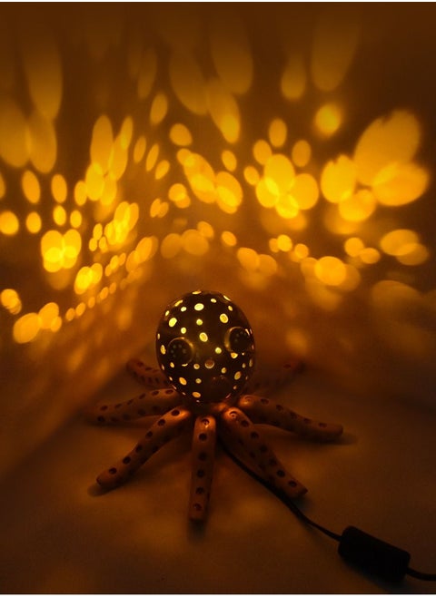 Octopus Design Coconut Shell Table Lamp