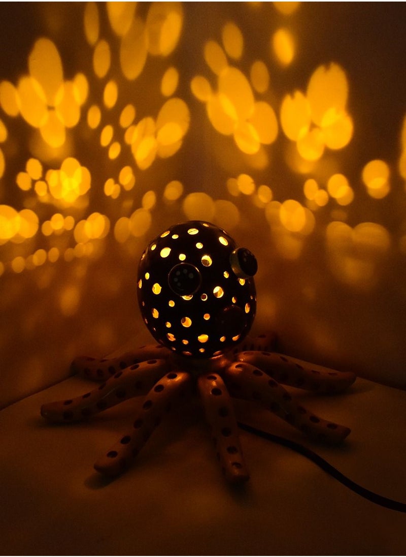 Octopus Design Coconut Shell Table Lamp