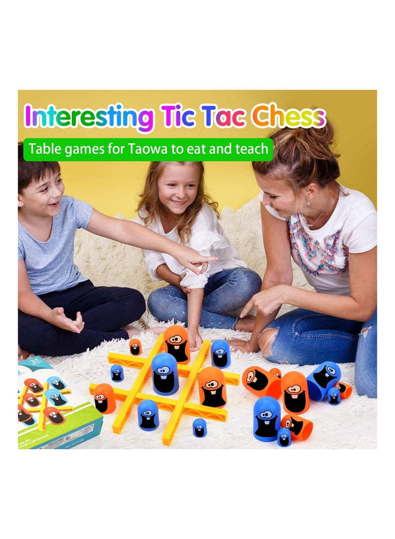 KASTWAVE Big Eat Small Tic Tac Toe Game Set, Board Game Indoor Surprise Tic Tac Toe Tic Tac Toe Big Eat Small Game Parent-Child Interactive Board Game Portable Travel Toy for Children Kids - Image 2
