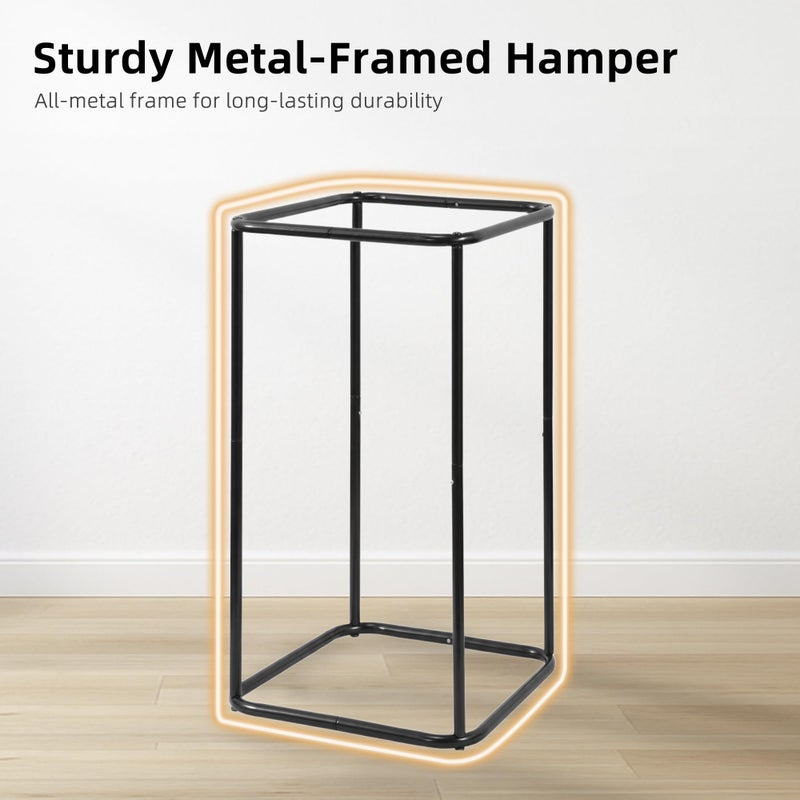 STORAGE MANIAC Mesh Laundry Hamper, 23.7 Gal. Tall Laundry Basket for Airflow, Strong Metal Dirty Clothes Hamper for College Dorm, Bedroom, Bathroom, Clothes Bin, White & Black - Image 2