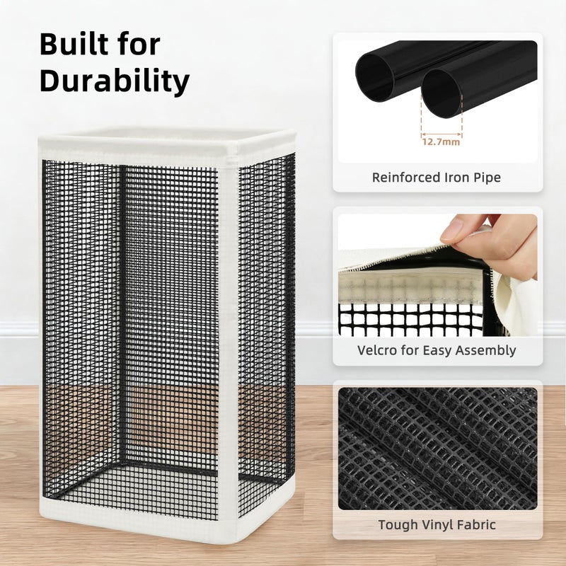 STORAGE MANIAC Mesh Laundry Hamper, 23.7 Gal. Tall Laundry Basket for Airflow, Strong Metal Dirty Clothes Hamper for College Dorm, Bedroom, Bathroom, Clothes Bin, White & Black - Image 5