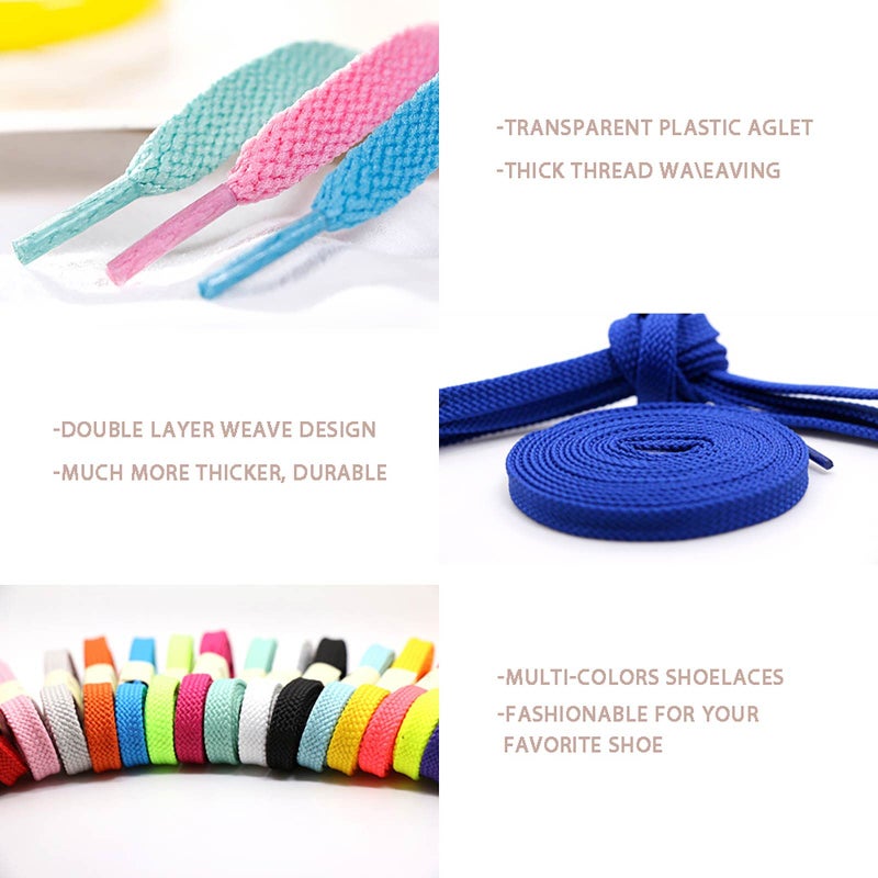 VSUDO Upgrade 39" Double Layer Weave Flat Shoelaces, 5/16" Wide Flat Shoe Laces for Adults & Kids Sneakers or Athletic Shoes [2 Pairs-Navy Blue-100CM] - Image 5