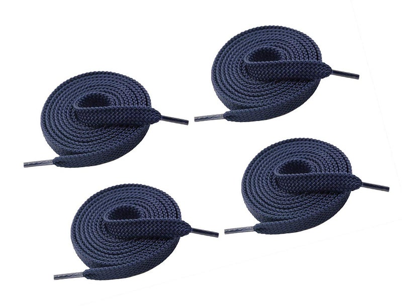 VSUDO Upgrade 39" Double Layer Weave Flat Shoelaces, 5/16" Wide Flat Shoe Laces for Adults & Kids Sneakers or Athletic Shoes [2 Pairs-Navy Blue-100CM] - Image 1