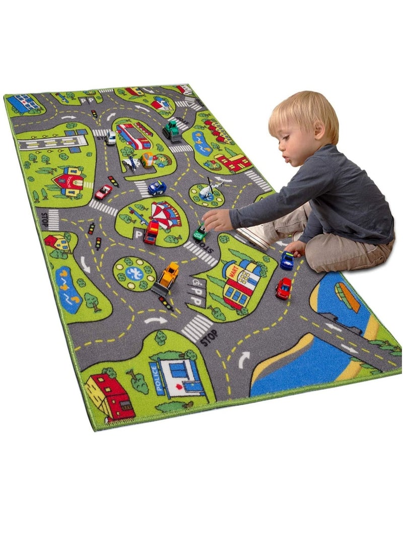 XICEN Kids Large Anti-slip Playmat Carpet Rug 32" x 59" Foldable Educational City Traffic Road Map Theme Carpet Baby Play Mat Children's Machine Washable Floor Activity Gym Rug  - Image 1