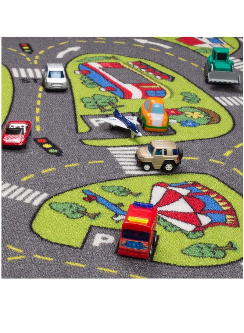 XICEN Kids Large Anti-slip Playmat Carpet Rug 32" x 59" Foldable Educational City Traffic Road Map Theme Carpet Baby Play Mat Children's Machine Washable Floor Activity Gym Rug  - Image 3
