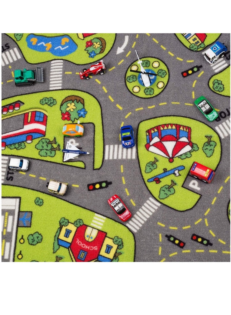 XICEN Kids Large Anti-slip Playmat Carpet Rug 32" x 59" Foldable Educational City Traffic Road Map Theme Carpet Baby Play Mat Children's Machine Washable Floor Activity Gym Rug  - Image 4