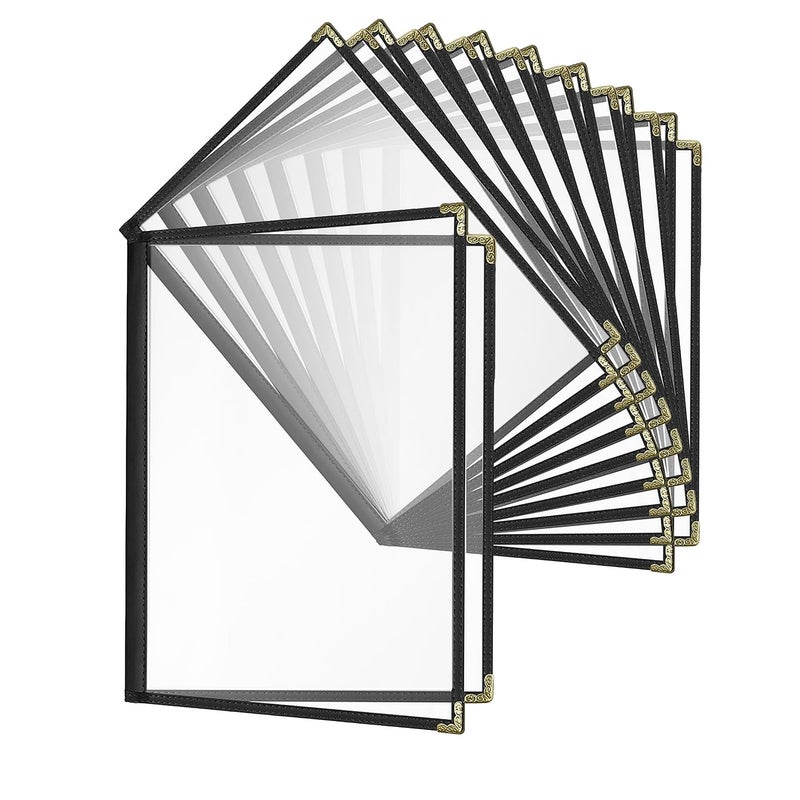 Good & Smart 8 Packs Cafe-Style Menu Covers, 2Pages/4Views Standard 8.5''x 11”Menu Holders, Durable Double-Stitched Edges, Crystal Clear Vinyl Protection, Easy-Insert Design Ideal for Restaurants(8PCS) - Image 1