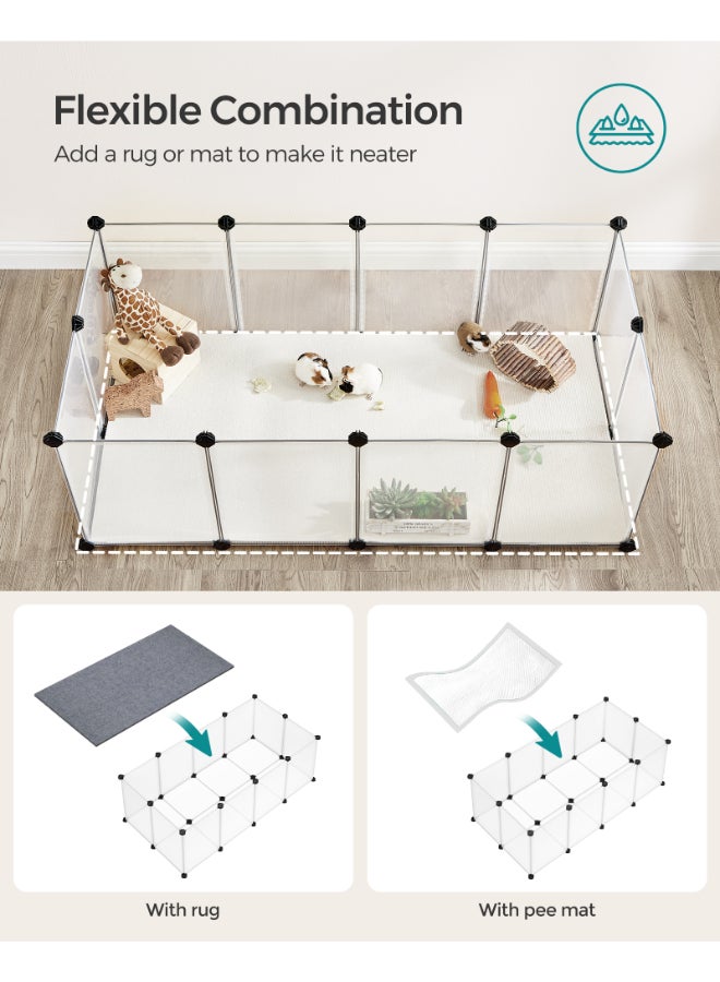 SONGMICS Pet Playpen with Floor, Small Animal Enclosure, DIY Plastic Cage, Indoor Run for Hamsters, Rabbits, Hedgehogs, Guinea Pigs, 125 x 63 x 42 cm, White - Image 5