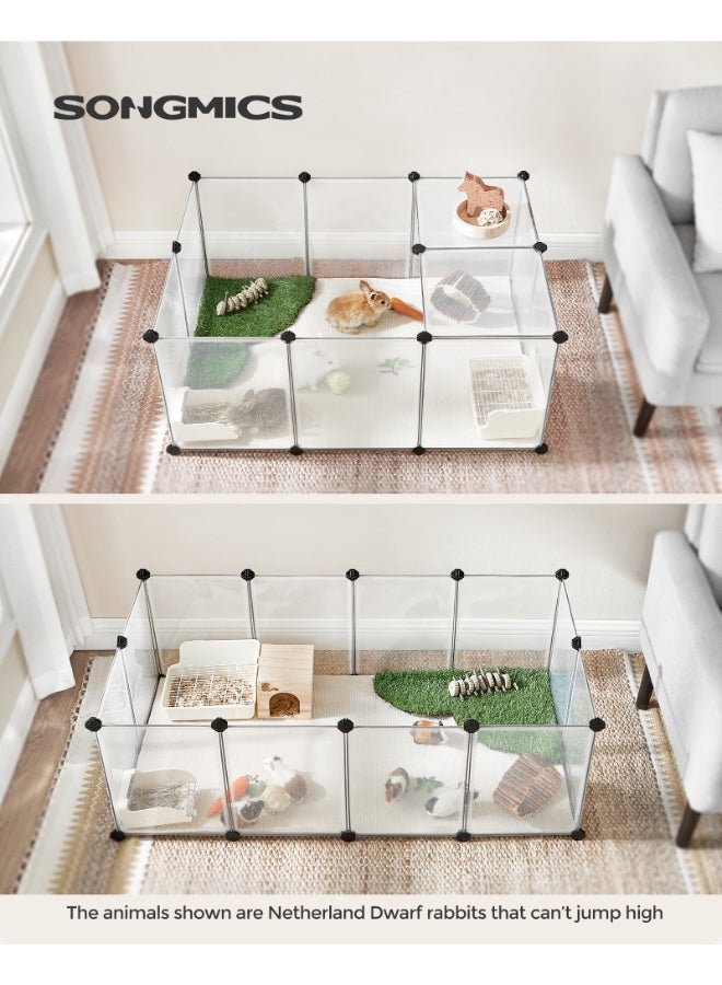 SONGMICS Pet Playpen with Floor, Small Animal Enclosure, DIY Plastic Cage, Indoor Run for Hamsters, Rabbits, Hedgehogs, Guinea Pigs, 125 x 63 x 42 cm, White - Image 2