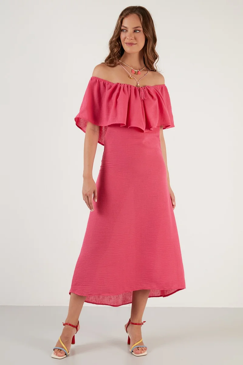 Lela Carmen Collar Flounced Long Dress Women's Dress 42190376