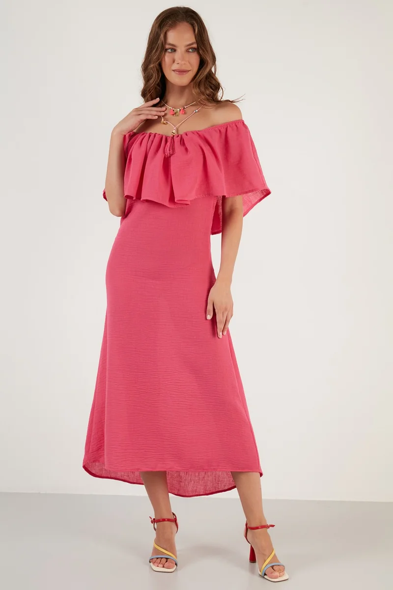 Lela Carmen Collar Flounced Long Dress Women's Dress 42190376