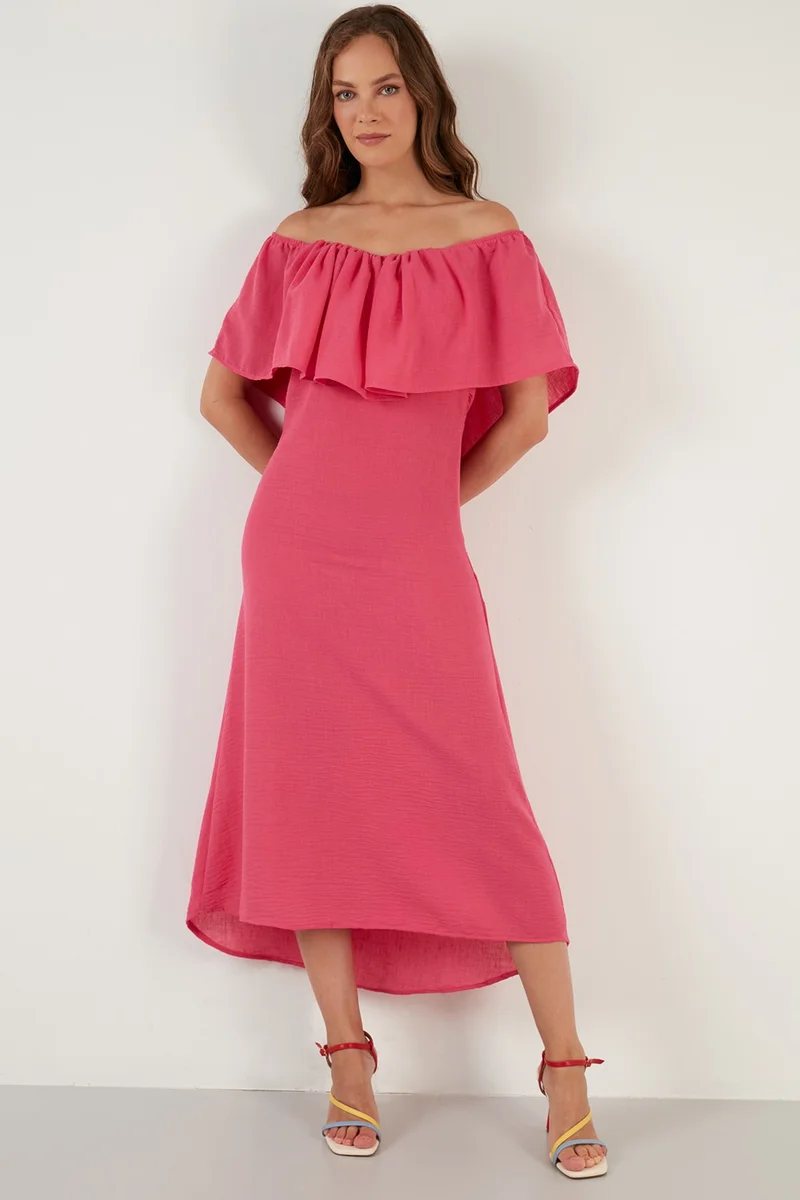 Lela Carmen Collar Flounced Long Dress Women's Dress 42190376