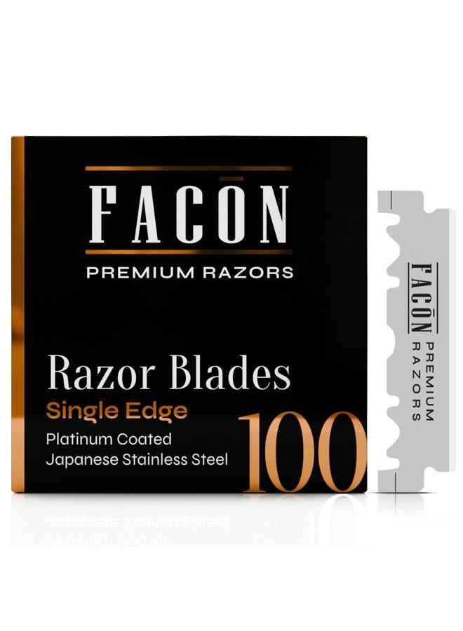 FACON 100 Facón Single Edge Razor Blades for Barber Straight Razor, Straight Razor Blades for Shaving, Platinum Japanese Stainless Steel for Smooth & Precise Shave, Premium Replacement Barber Razor Blade - Image 1