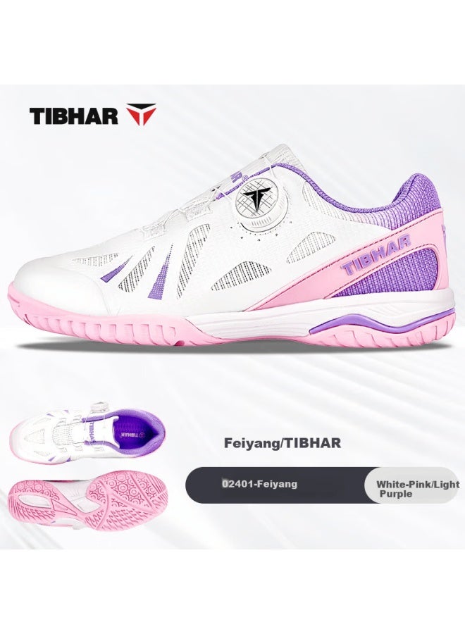 Tibhar Kids Table Tennis Shoes Jd Self-operated Non-slip Professional Compeion Shoes Durable Rubber Sole 02401 White Pink/purple Size 36 - Image 2