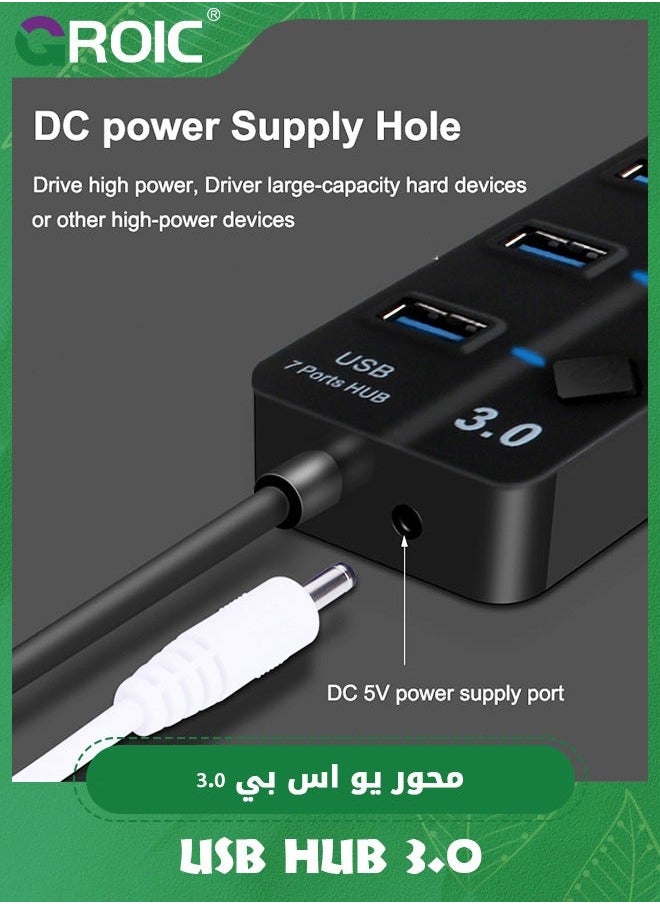 GROIC USB Hub 3.0, 4 Port Splitter Expander with Individual On/Off LED Switches for MacBook, Mac Pro, Mini, iMac, Surface XPS, PC, Console, Printer, Camera, Keyborad  - Image 4