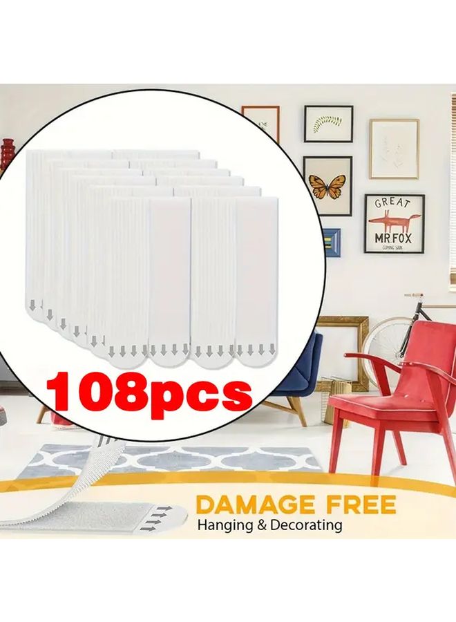 108pcs No Drill Hanging Strips Double Sided Removable Waterproof Adhesive Damage Free Hooks - Image 1