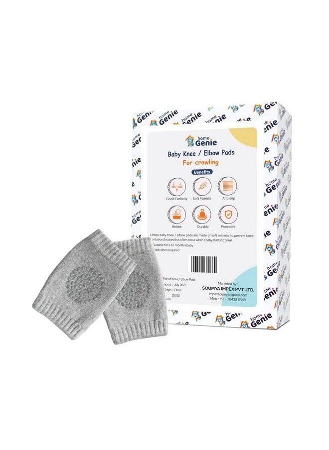 HOME GENIE Baby Crawling Anti Slip Knee Protectors Unisex Toddlers Kneepads Soft Breathable Comfortable Knee Cap For Every Season (6 24 Months) (Grey)  - Image 3