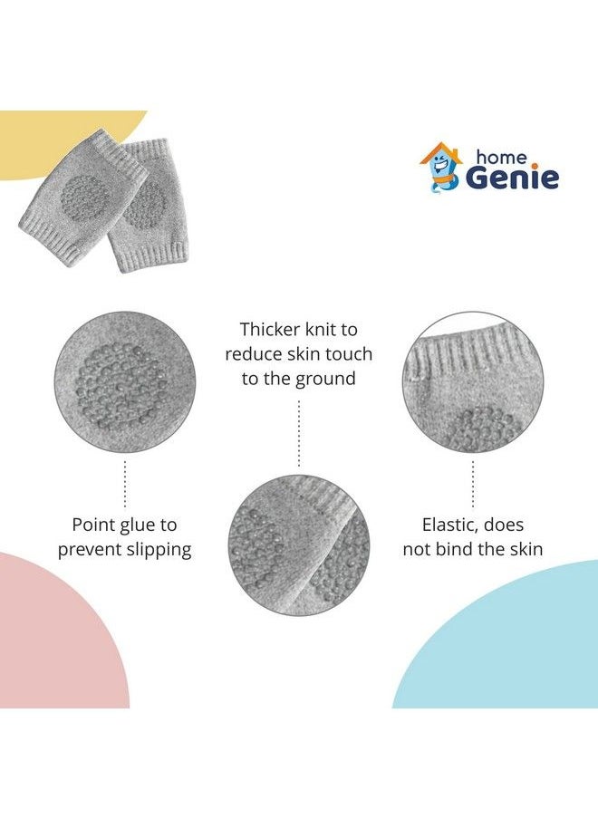 HOME GENIE Baby Crawling Anti Slip Knee Protectors Unisex Toddlers Kneepads Soft Breathable Comfortable Knee Cap For Every Season (6 24 Months) (Grey)  - Image 4