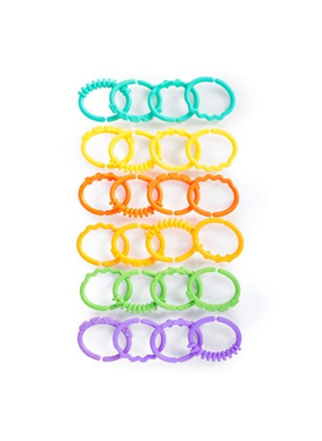 Bright Starts - Bright Starts Lots of Links Rings Toys for Stroller or Carrier Seat, BPA-Free, Ages 0 Months Plus, Multicolor, 24 Count - Image 1