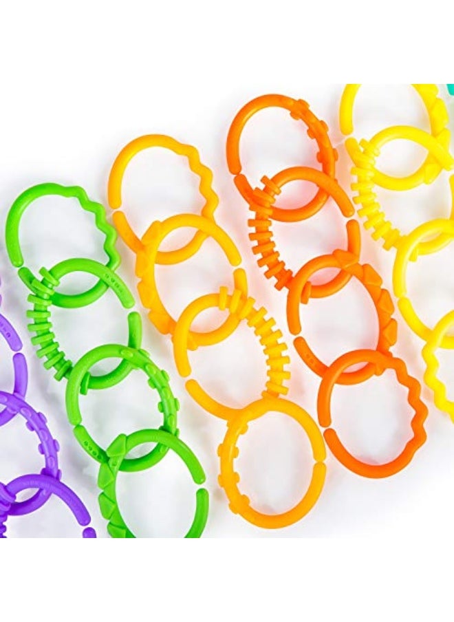 Bright Starts - Bright Starts Lots of Links Rings Toys for Stroller or Carrier Seat, BPA-Free, Ages 0 Months Plus, Multicolor, 24 Count - Image 1