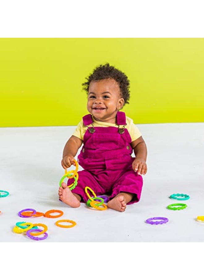 Bright Starts - Bright Starts Lots of Links Rings Toys for Stroller or Carrier Seat, BPA-Free, Ages 0 Months Plus, Multicolor, 24 Count - Image 1