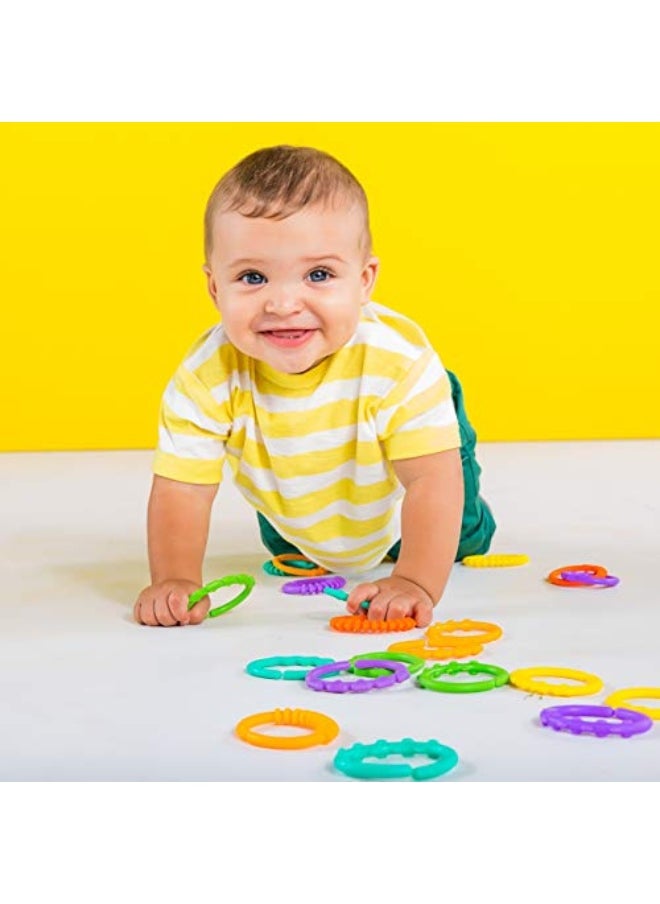 Bright Starts - Bright Starts Lots of Links Rings Toys for Stroller or Carrier Seat, BPA-Free, Ages 0 Months Plus, Multicolor, 24 Count - Image 1