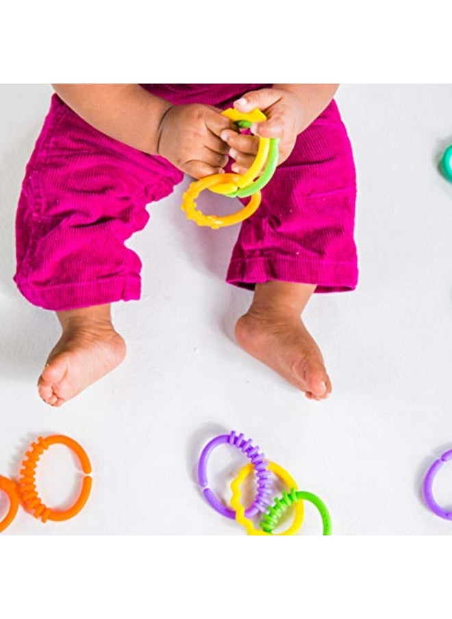 Bright Starts - Bright Starts Lots of Links Rings Toys for Stroller or Carrier Seat, BPA-Free, Ages 0 Months Plus, Multicolor, 24 Count - Image 1