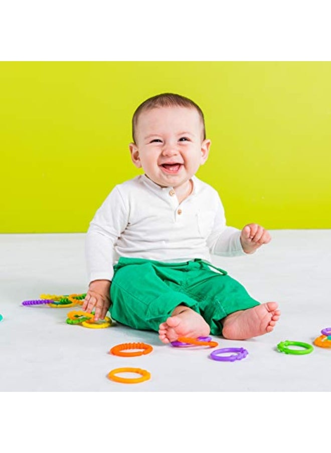 Bright Starts - Bright Starts Lots of Links Rings Toys for Stroller or Carrier Seat, BPA-Free, Ages 0 Months Plus, Multicolor, 24 Count - Image 1