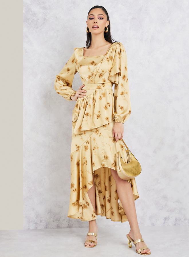 Styli Floral Satin Midi Dress  - Image 1