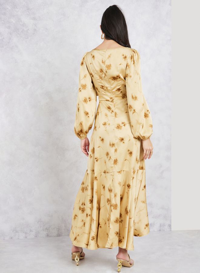 Styli Floral Satin Midi Dress  - Image 4