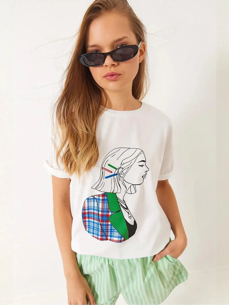 بيانكو لوتشي تيشيرت بياقة مستديرة مطبوع بقصة مريحة من لوتشي