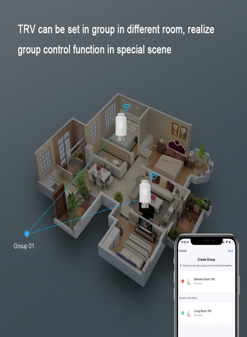 Tuya Zigbee Thermostatic Radiator Valves Intelligent Wireless Mobilephone App Control Home Heating Thermostat Temperature Controller Radiator Thermostat Compatible with Google Home - Image 4