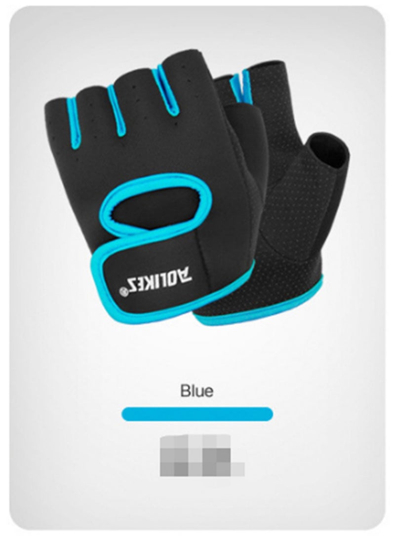 AOLIKES Pair Of Half Finger Weight Lifting Gloves Blue - Image 1